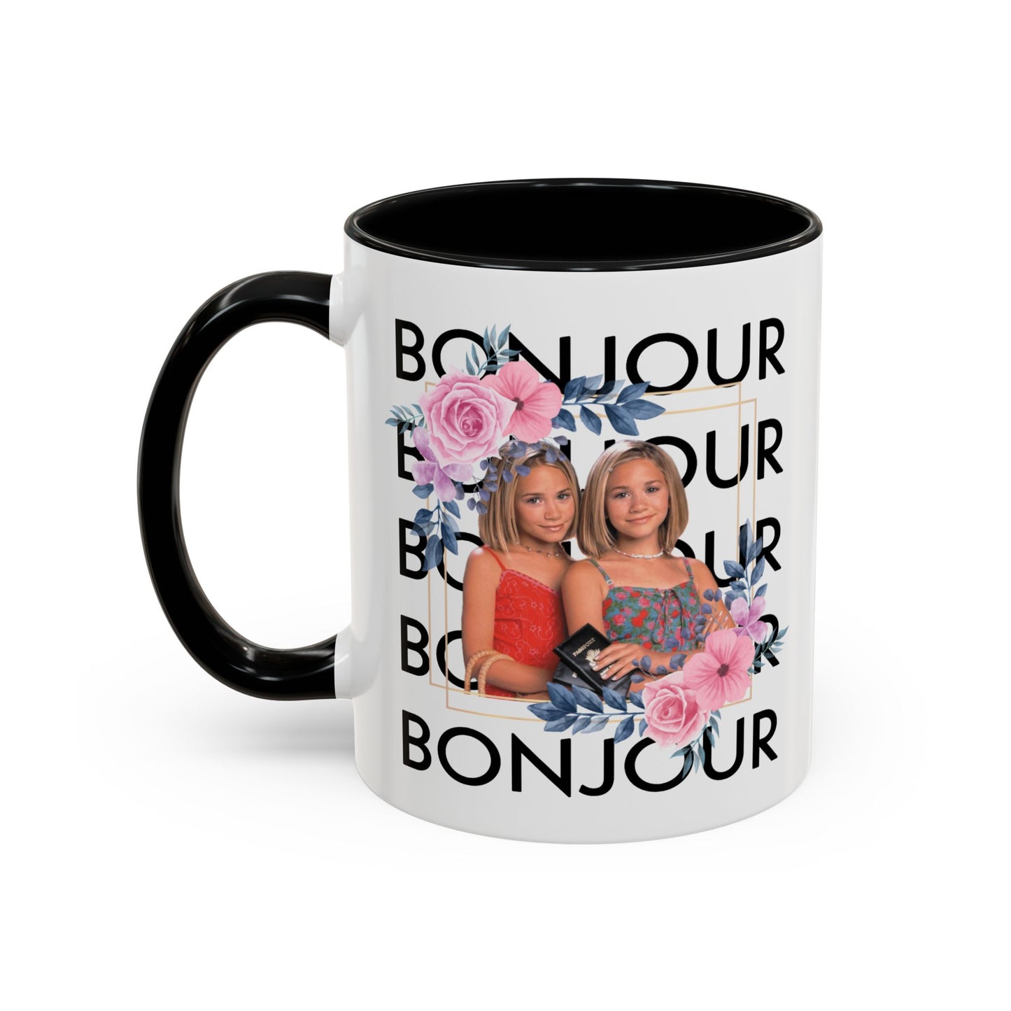 Bonjour Floral Accent Coffee Mug
