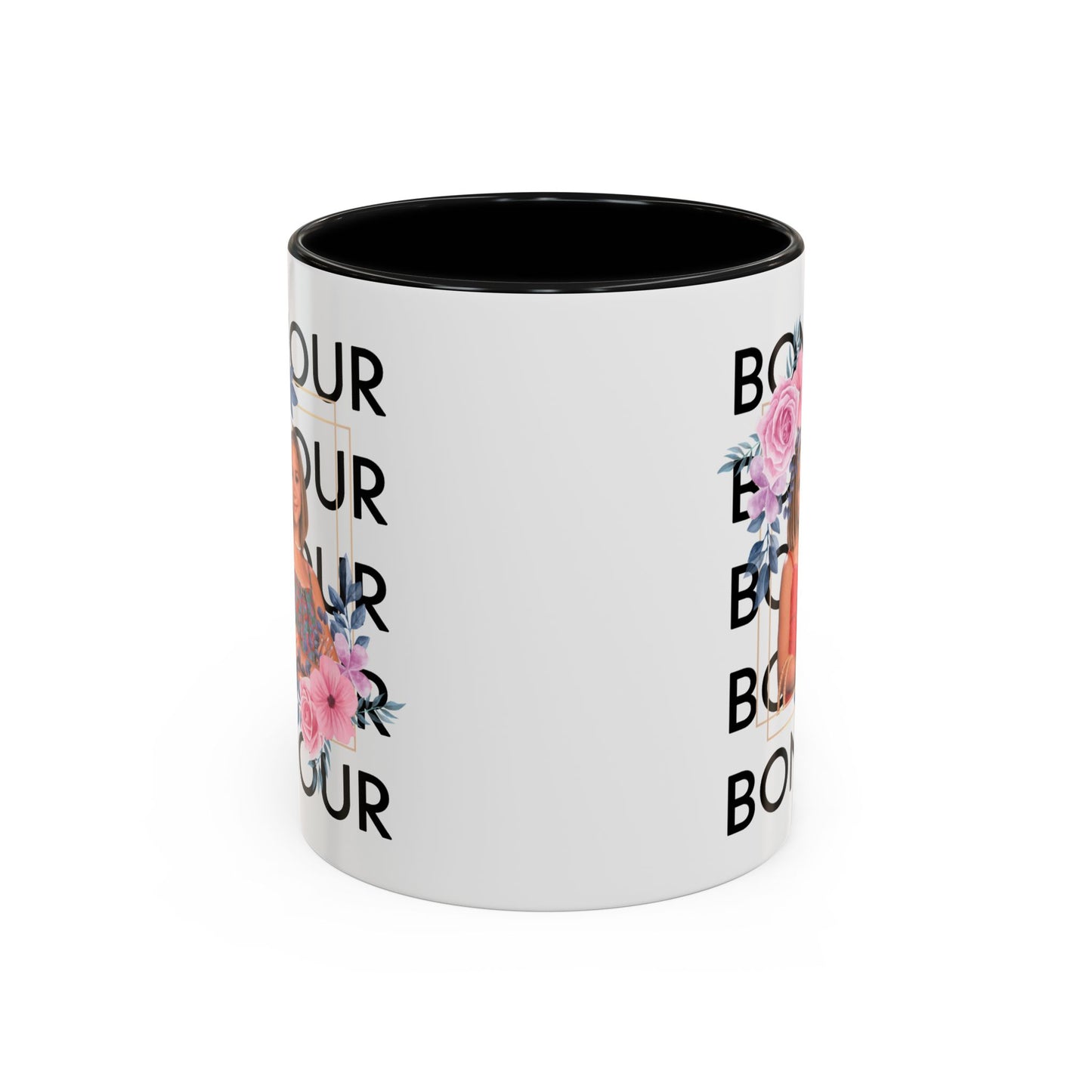 Bonjour Floral Accent Coffee Mug