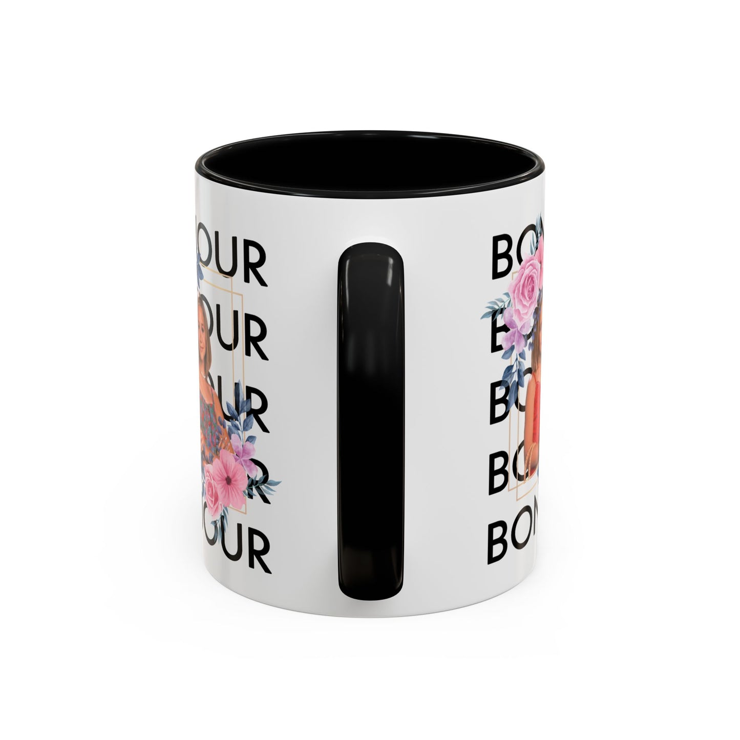 Bonjour Floral Accent Coffee Mug