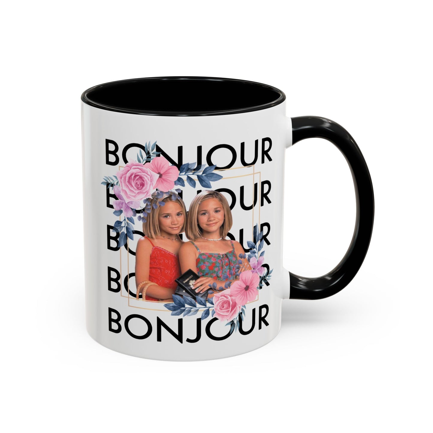 Bonjour Floral Accent Coffee Mug