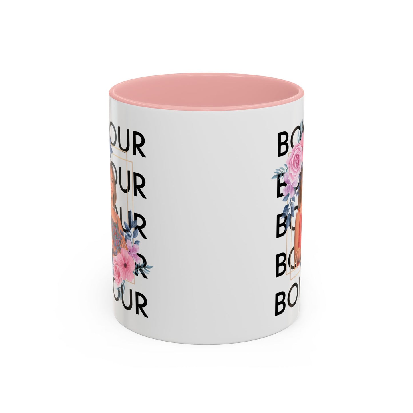 Bonjour Floral Accent Coffee Mug