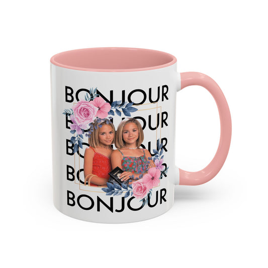 Bonjour Floral Accent Coffee Mug