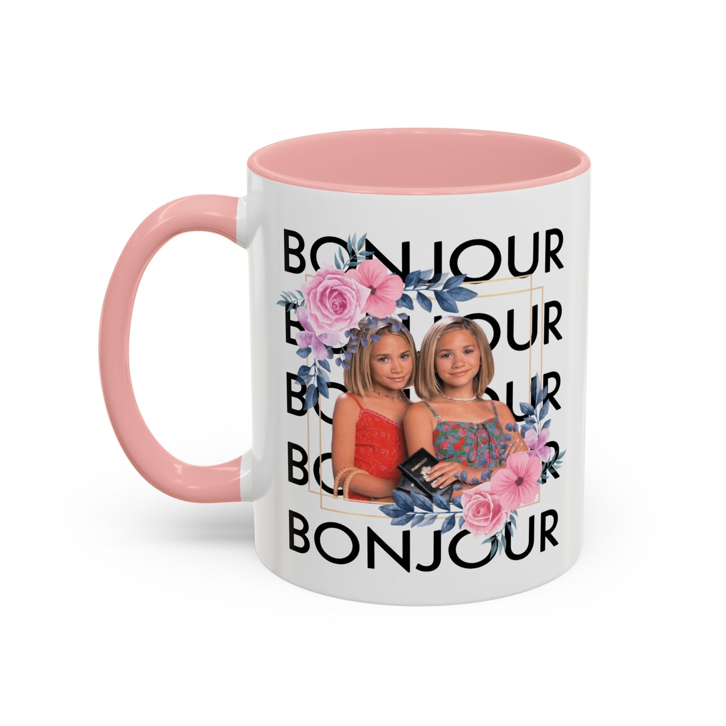 Bonjour Floral Accent Coffee Mug